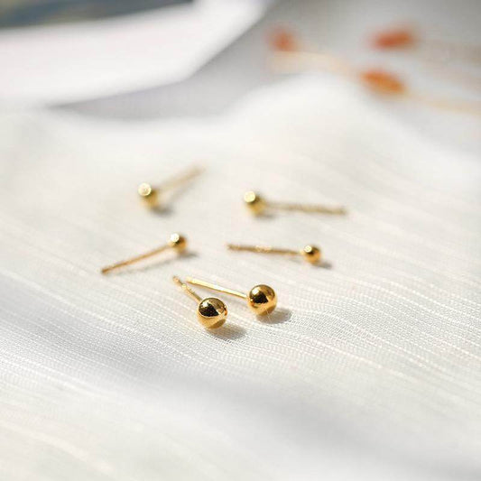 S999 Sterling Silver Earrings Men And Women Ear Stick Ear Acupuncture Simple Glossy Peas Small Round Bead Earrings - Mubimart