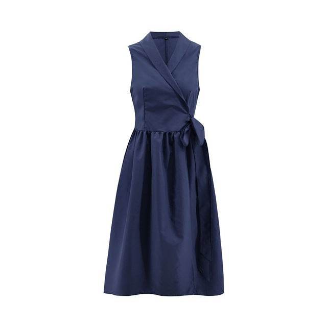 Dies Midi Dress Casual Sleeveless Belt Dress Female New - Mubimart