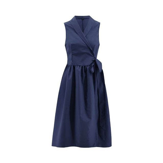 Dies Midi Dress Casual Sleeveless Belt Dress Female New - Mubimart