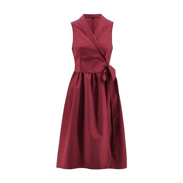 Dies Midi Dress Casual Sleeveless Belt Dress Female New - Mubimart