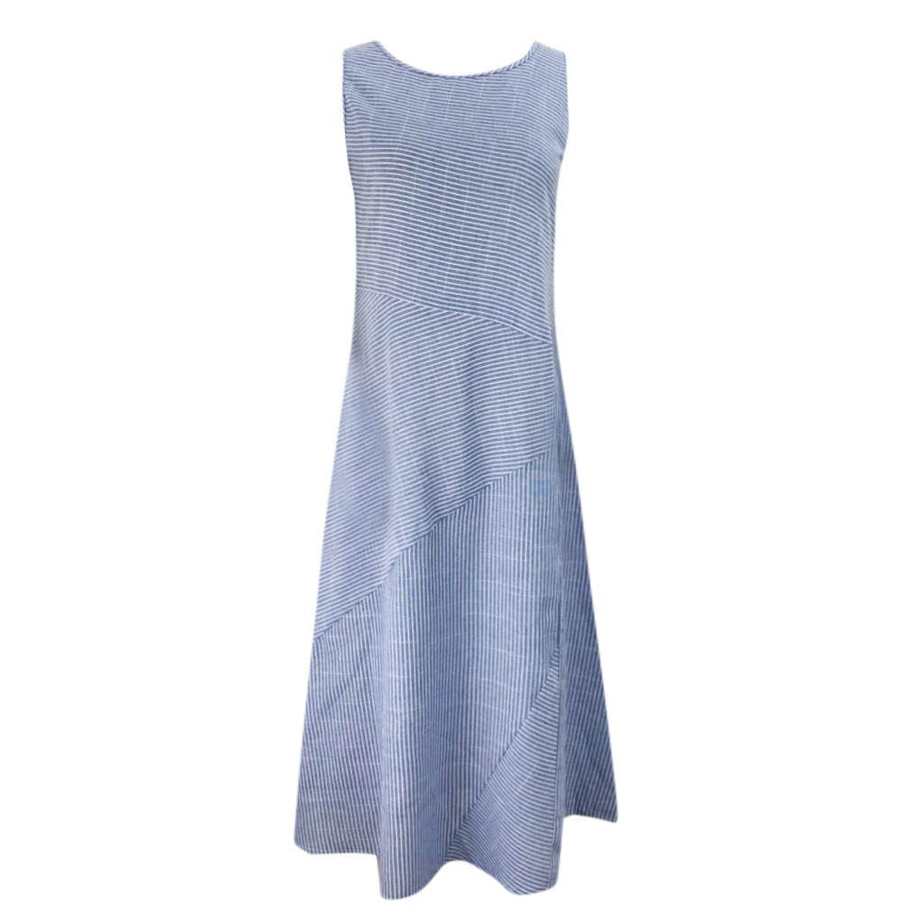 Casual striped sleeveless maxi dress - Mubimart