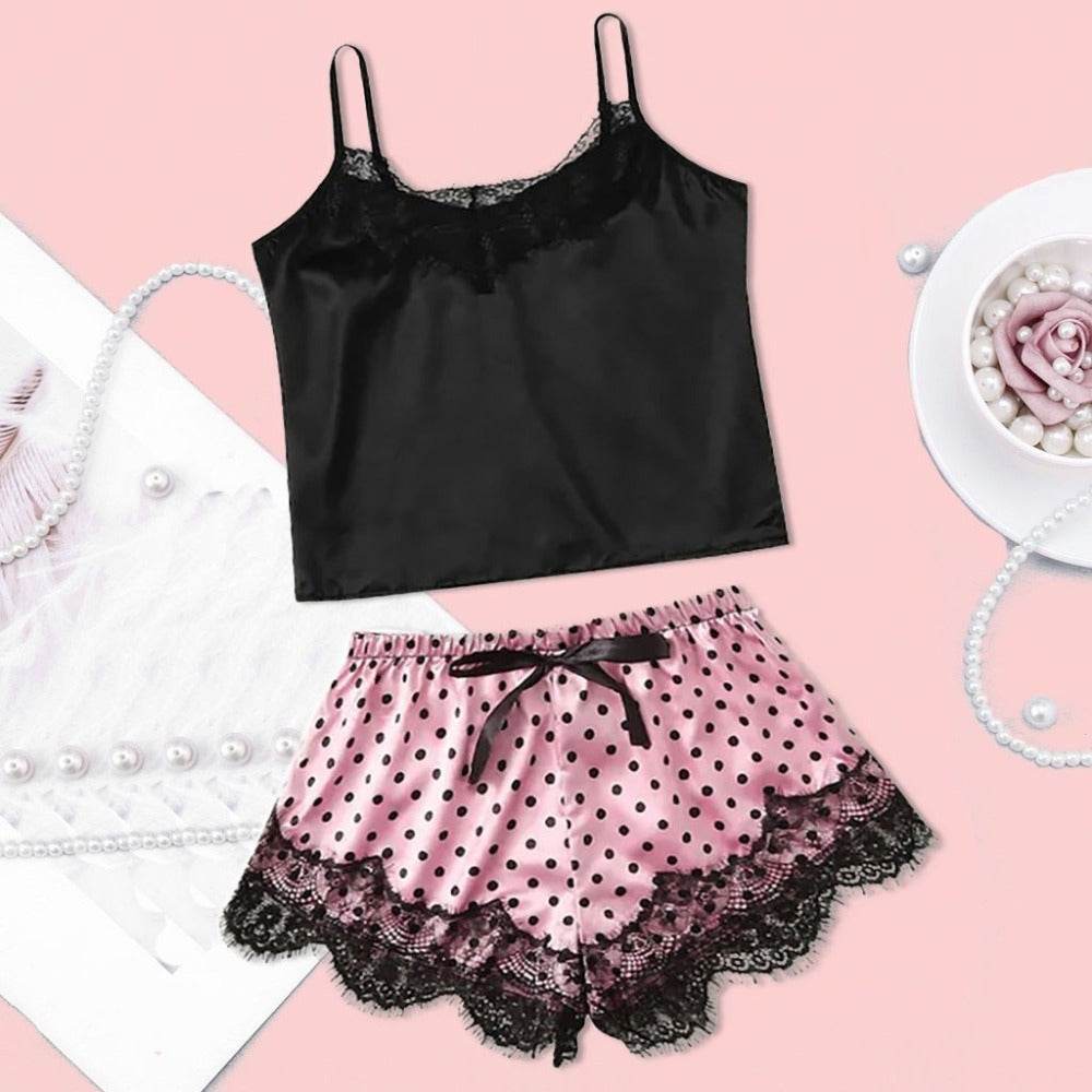 Midnight Charm Sexy Lingerie Lace Home Set - Mubimart