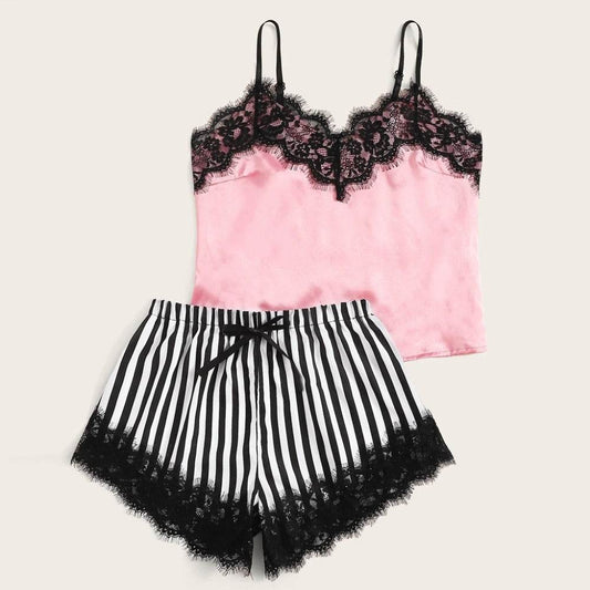 Midnight Charm Sexy Lingerie Lace Home Set - Mubimart
