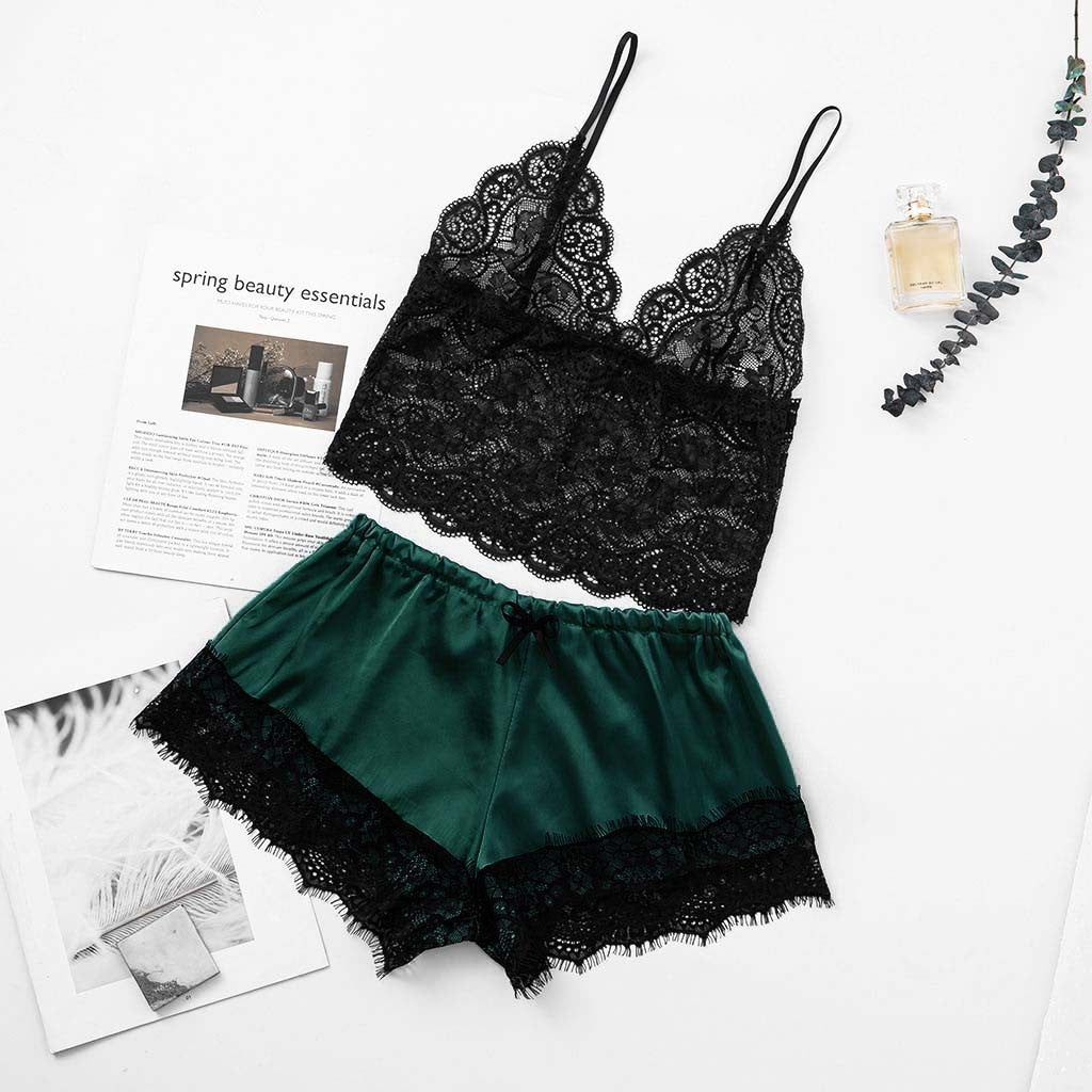 Midnight Charm Sexy Lingerie Lace Home Set - Mubimart -  