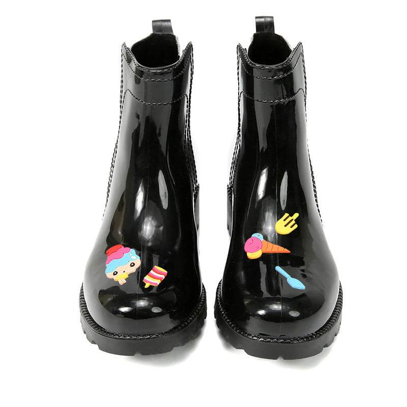 Women's Martin Rain Boots Wear Waterproof Low-Top Rain Boots - Mubimart