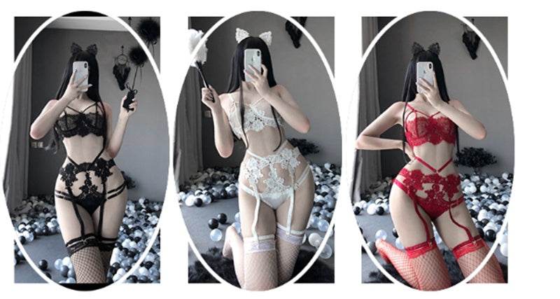 Underwear Sexy Leg Ring Garter Belt Three-point Suit - Mubimart