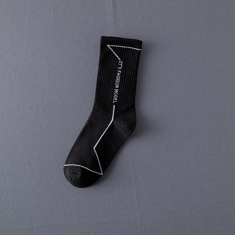 Socks Men'S Stockings Street Men'S Trendy Socks Simple Black And White Tube Socks Sports Socks