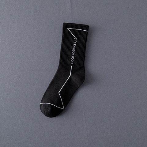 Socks Men'S Stockings Street Men'S Trendy Socks Simple Black And White Tube Socks Sports Socks - Mubimart