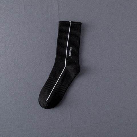 Socks Men'S Stockings Street Men'S Trendy Socks Simple Black And White Tube Socks Sports Socks - Mubimart