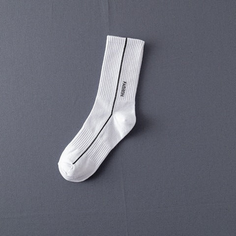 Socks Men'S Stockings Street Men'S Trendy Socks Simple Black And White Tube Socks Sports Socks