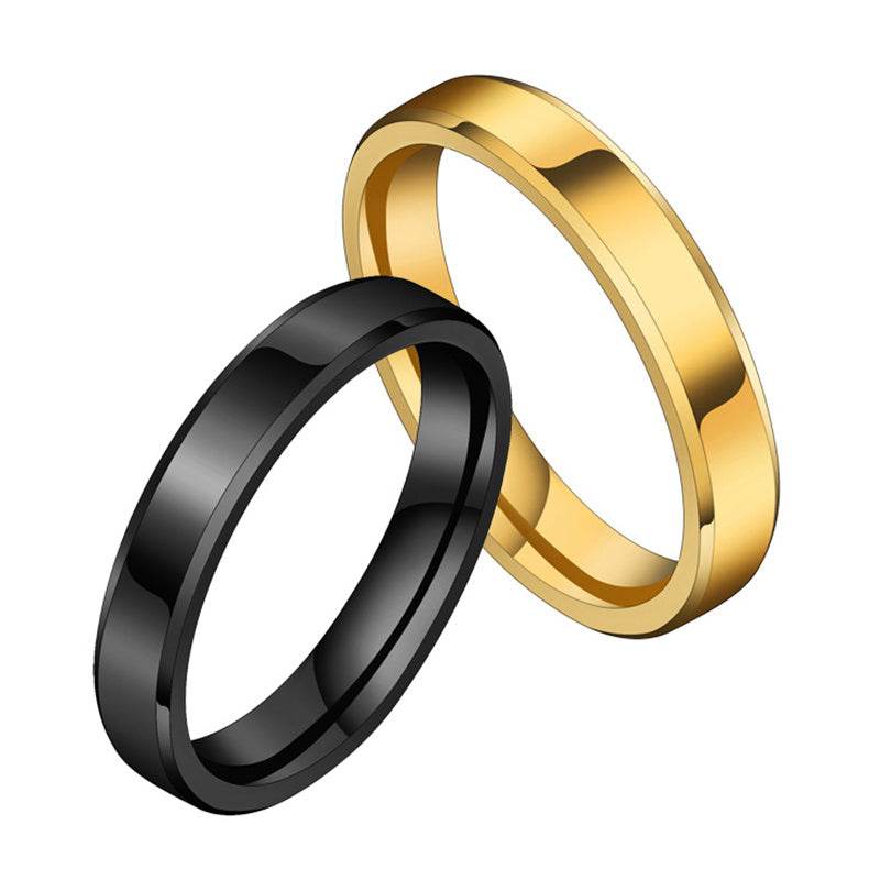 Stainless Steel Ring for Women Men Fashion Gold Color Finger Rings Wedding Band Jewelry Gift - Mubimart