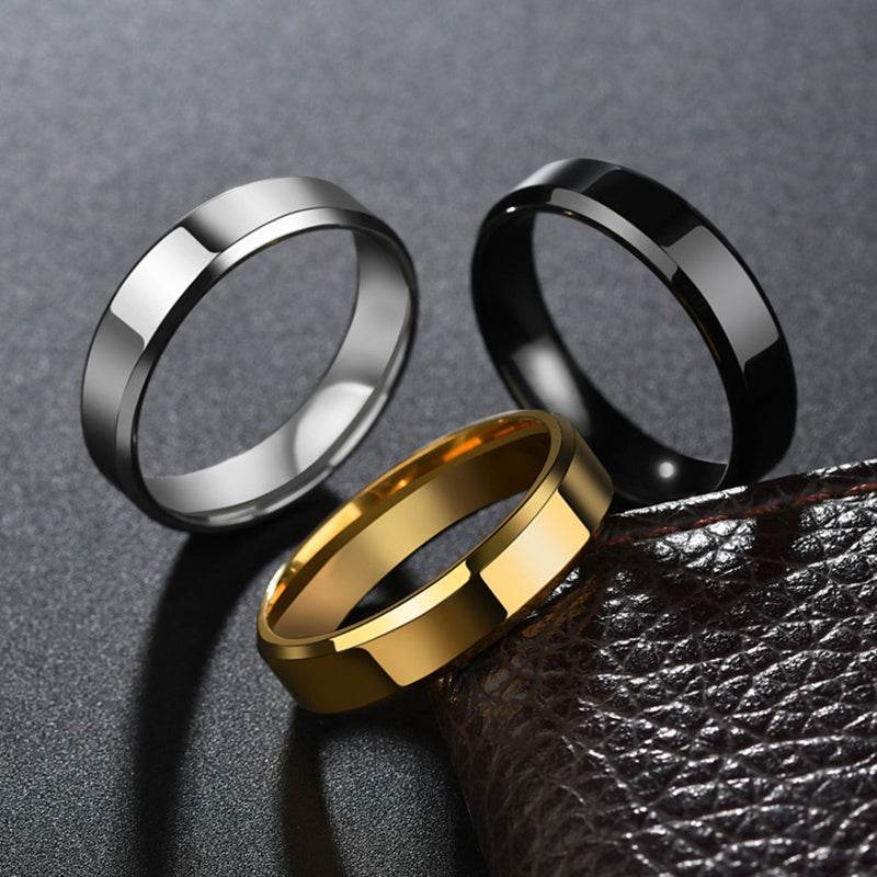 Stainless Steel Ring for Women Men Fashion Gold Color Finger Rings Wedding Band Jewelry Gift - Mubimart