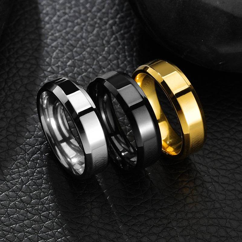 Stainless Steel Ring for Women Men Fashion Gold Color Finger Rings Wedding Band Jewelry Gift - Mubimart