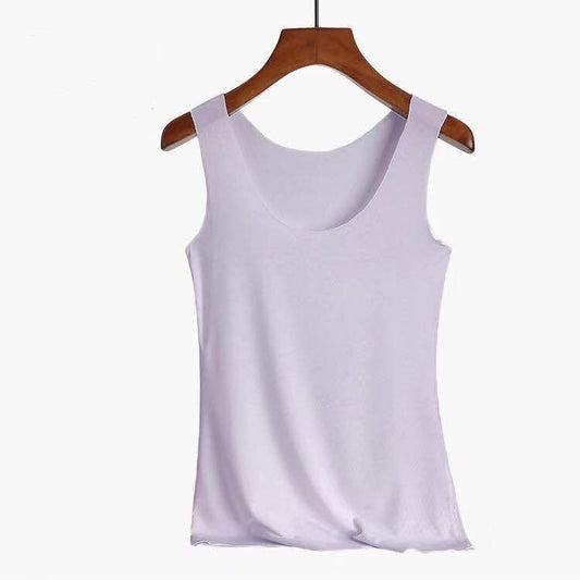 Summer Sexy Top Women O Neck Slim Seamless Tank Tops Soft Viscose Fiber Vogue Sleeveless T shirt Casual Black White Tops - Mubimart -  