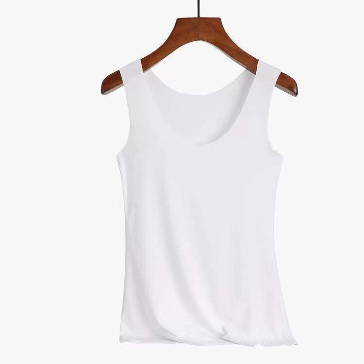 Summer Sexy Top Women O Neck Slim Seamless Tank Tops Soft Viscose Fiber Vogue Sleeveless T shirt Casual Black White Tops - Mubimart -  