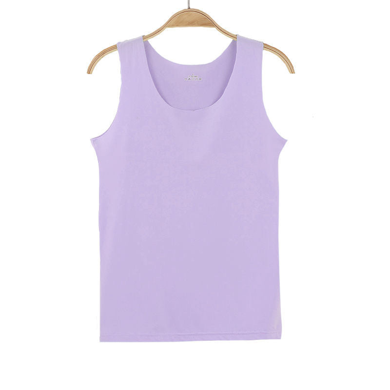 Summer Sexy Top Women O Neck Slim Seamless Tank Tops Soft Viscose Fiber Vogue Sleeveless T shirt Casual Black White Tops - Mubimart -  