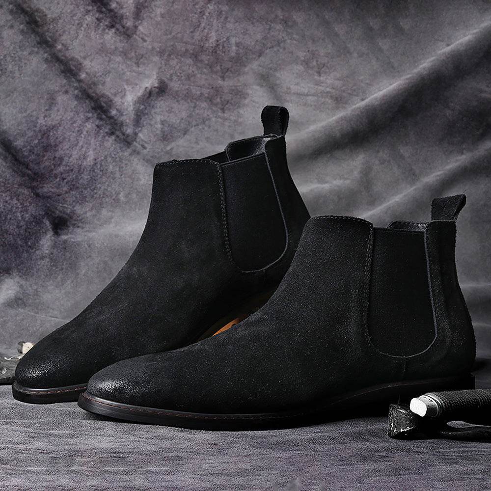 Boot Retro Casual Trend Mid-Cut Leather Boots High-Cut Ankle Boots - Mubimart