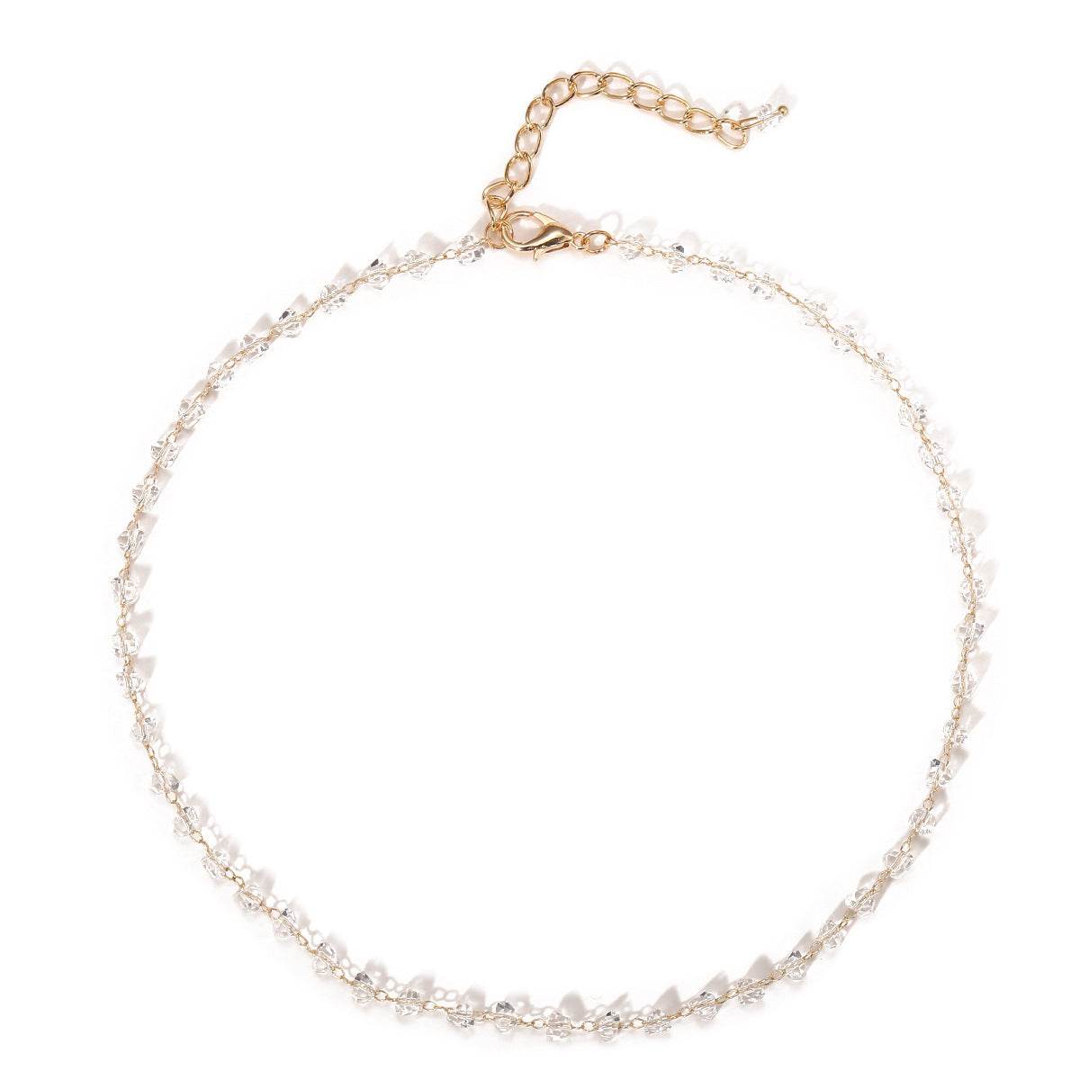 Creative Retro Simple Crystal Choker Short Necklace Women - Mubimart