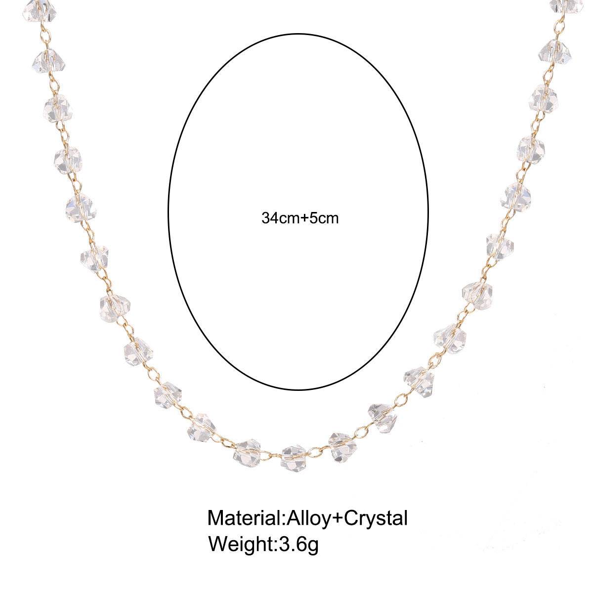 Creative Retro Simple Crystal Choker Short Necklace Women - Mubimart