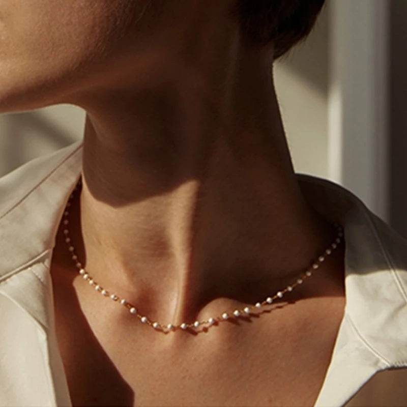Creative Retro Simple Crystal Choker Short Necklace Women - Mubimart