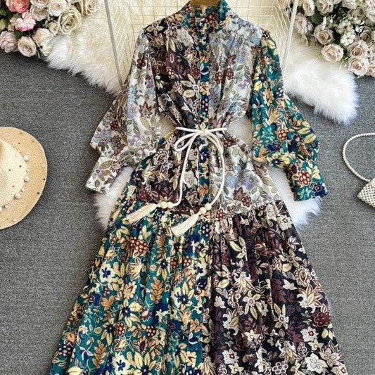 A-line Printed Formal Dress For Women - Mubimart