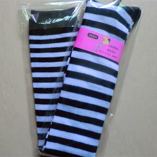 Pure Cotton Over-The-Knee Long Socks, Colorful Striped Base Socks, Pure Campus Style, High-Top Long Socks - Mubimart -  