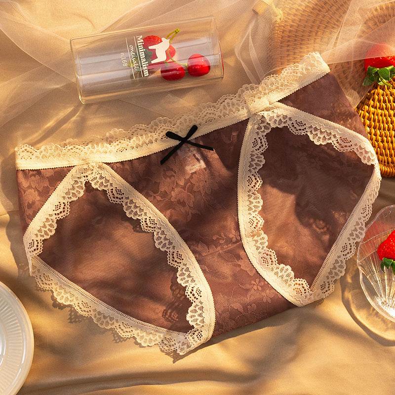 Lace Panties Ladies Cotton Antibacterial Panties - Mubimart