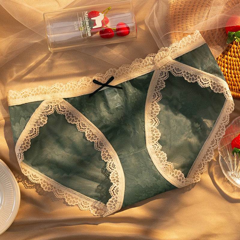 Lace Panties Ladies Cotton Antibacterial Panties - Mubimart