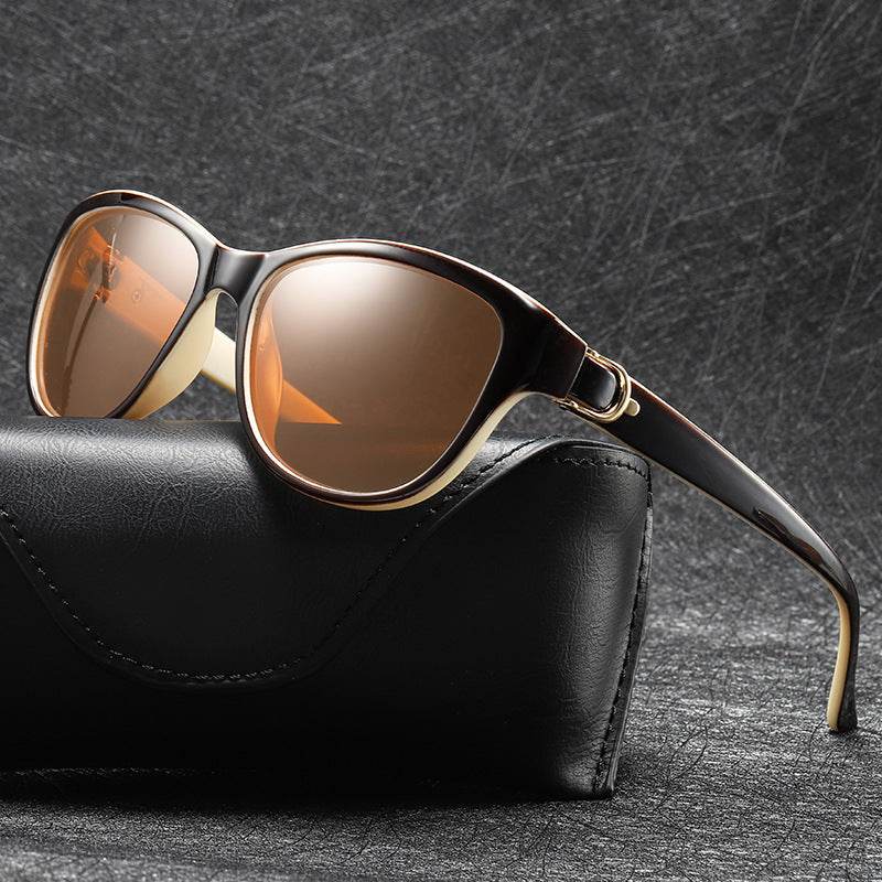 Metal Hybrid Polarized Sunglasses Retro Sunglasses - Mubimart