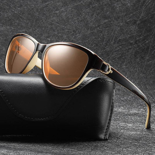 Metal Hybrid Polarized Sunglasses Retro Sunglasses - Mubimart