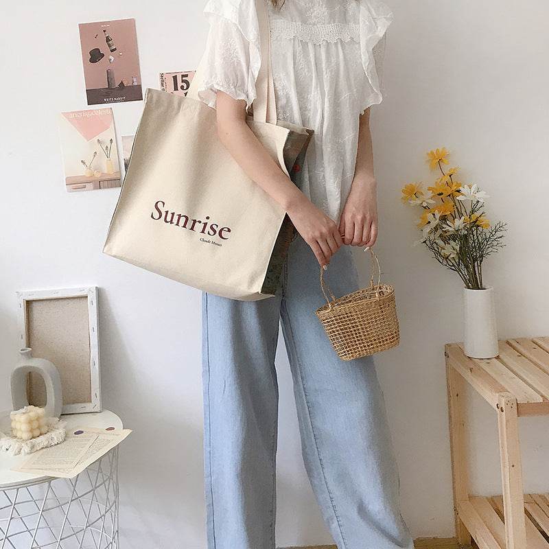 Youda Original Fashion Women Bags Casual Style Female Shopping Bag Simple Ladies Handbags Canvas Tote For Girls Sweet Handbag - Mubimart