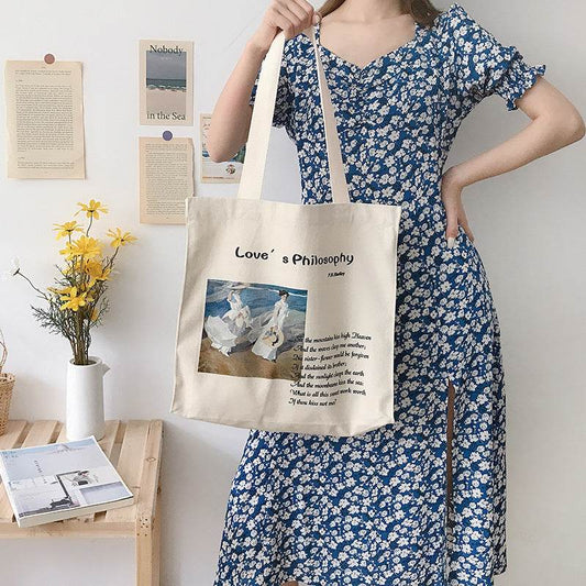 Youda Original Fashion Women Bags Casual Style Female Shopping Bag Simple Ladies Handbags Canvas Tote For Girls Sweet Handbag - Mubimart