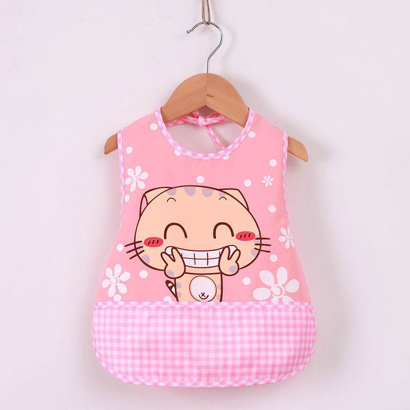 Children's Gown Eating Bib Rice Pocket Sleeveless Waterproof And Dirt-proof Baby Bib - Mubimart