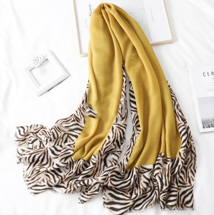 Men's And Women's Cotton Scarf Casual Leopard Print Long Gauze Scarf - Mubimart
