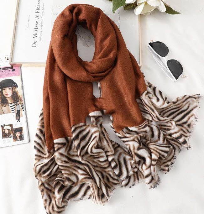 Men's And Women's Cotton Scarf Casual Leopard Print Long Gauze Scarf - Mubimart