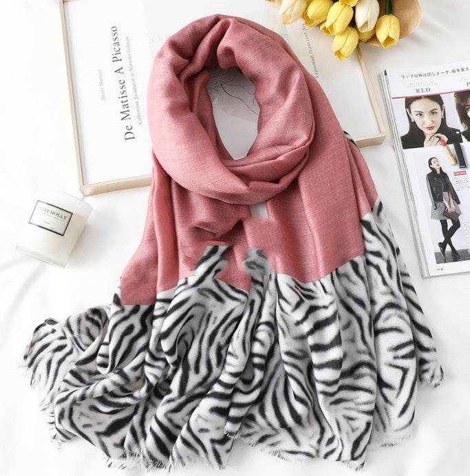 Men's And Women's Cotton Scarf Casual Leopard Print Long Gauze Scarf - Mubimart
