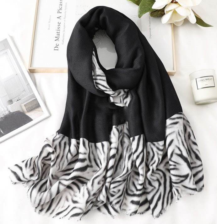 Men's And Women's Cotton Scarf Casual Leopard Print Long Gauze Scarf - Mubimart