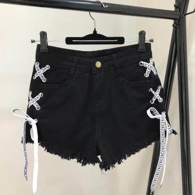 Vintage Snowflake Inelastic Women Denim Shorts With high Waist Straps Tassel Female Summer Shorts For Women's jeans - Mubimart