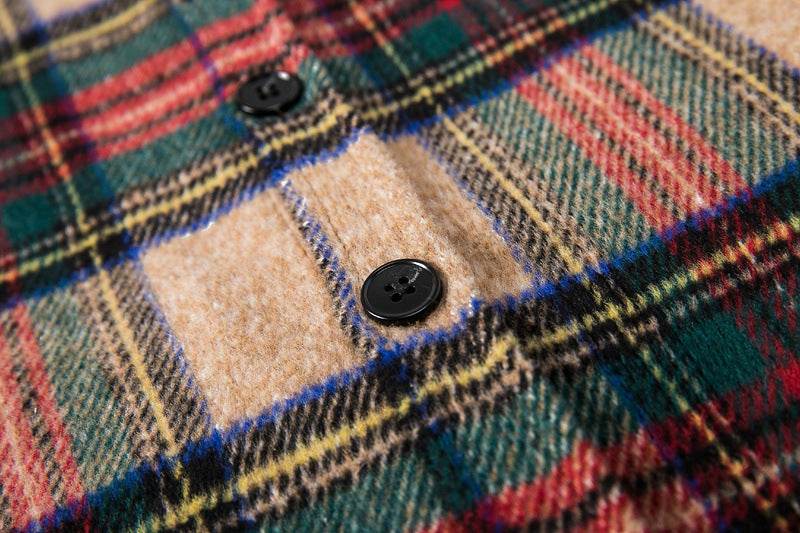 Knitted Woolen Shirt Jacket Hip-hop Plaid Shirt - Mubimart