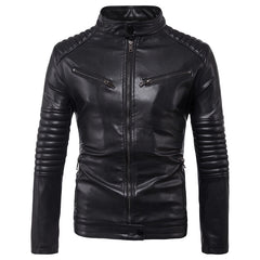 Men's Motorcycle Zipper Leather Jacket Handsome Leather Jacket