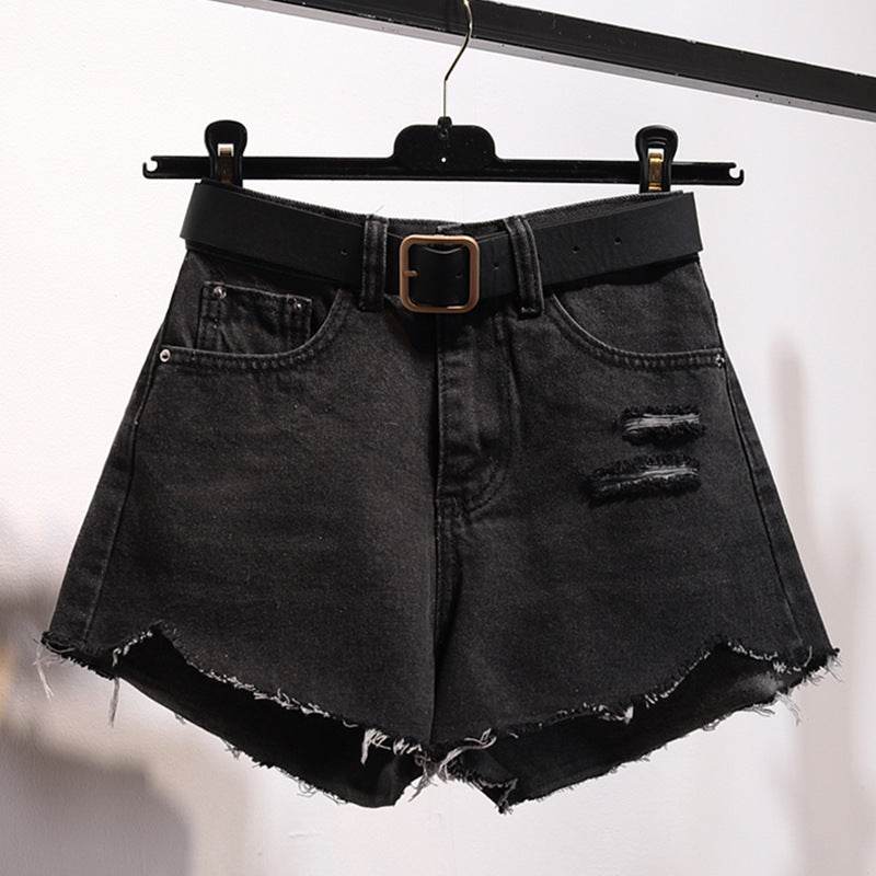 Irregular Denim Shorts Women - Mubimart