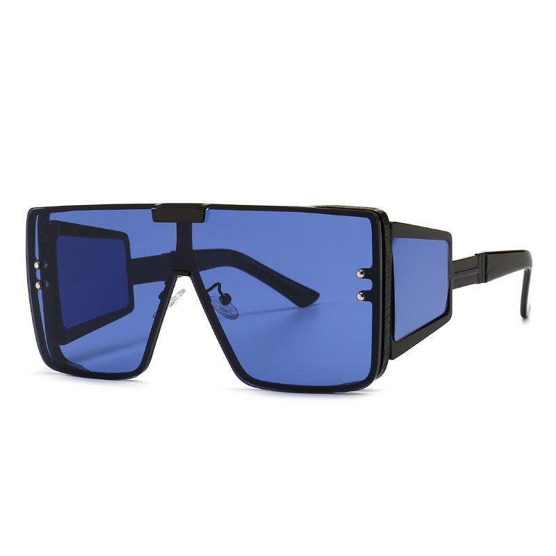 Flat-Top Retro Oversized Frame Sunglasses Wide-Leg Sunglasses Men's flat-top retro oversized frame sunglasses wide-leg sunglasses - Mubimart