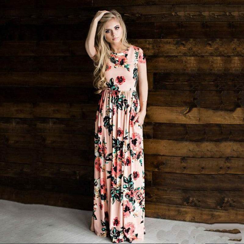Boho Beach Maxi-Dress Vestidos Floral-Print Evening-Party Female White Plus-Size Women Summer - Mubimart