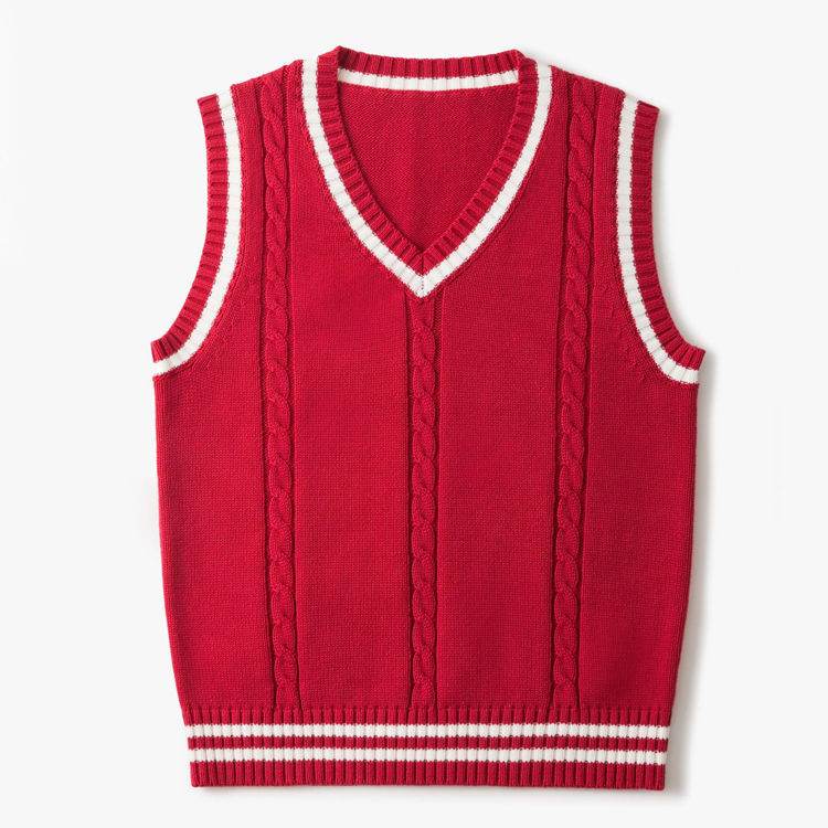 Sweater Vest Men Plus Velvet V-Neck Striped Plus Size 5Xl Oversized Couple College Style Vest Ulzzang - Mubimart