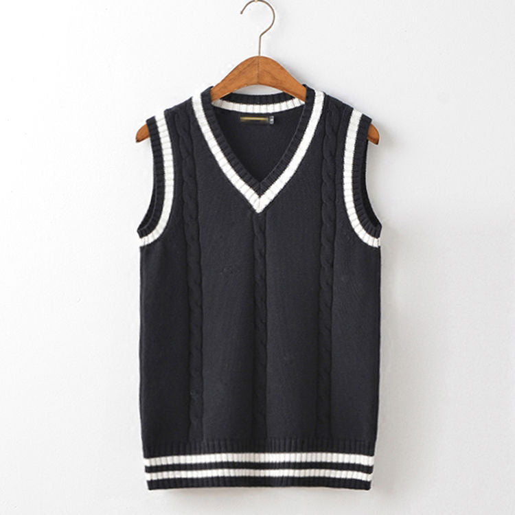 Trui Vest Heren Plus Fluweel V-hals Gestreept Plus Size 5Xl Oversized Koppel College Stijl Vest Ulzzang