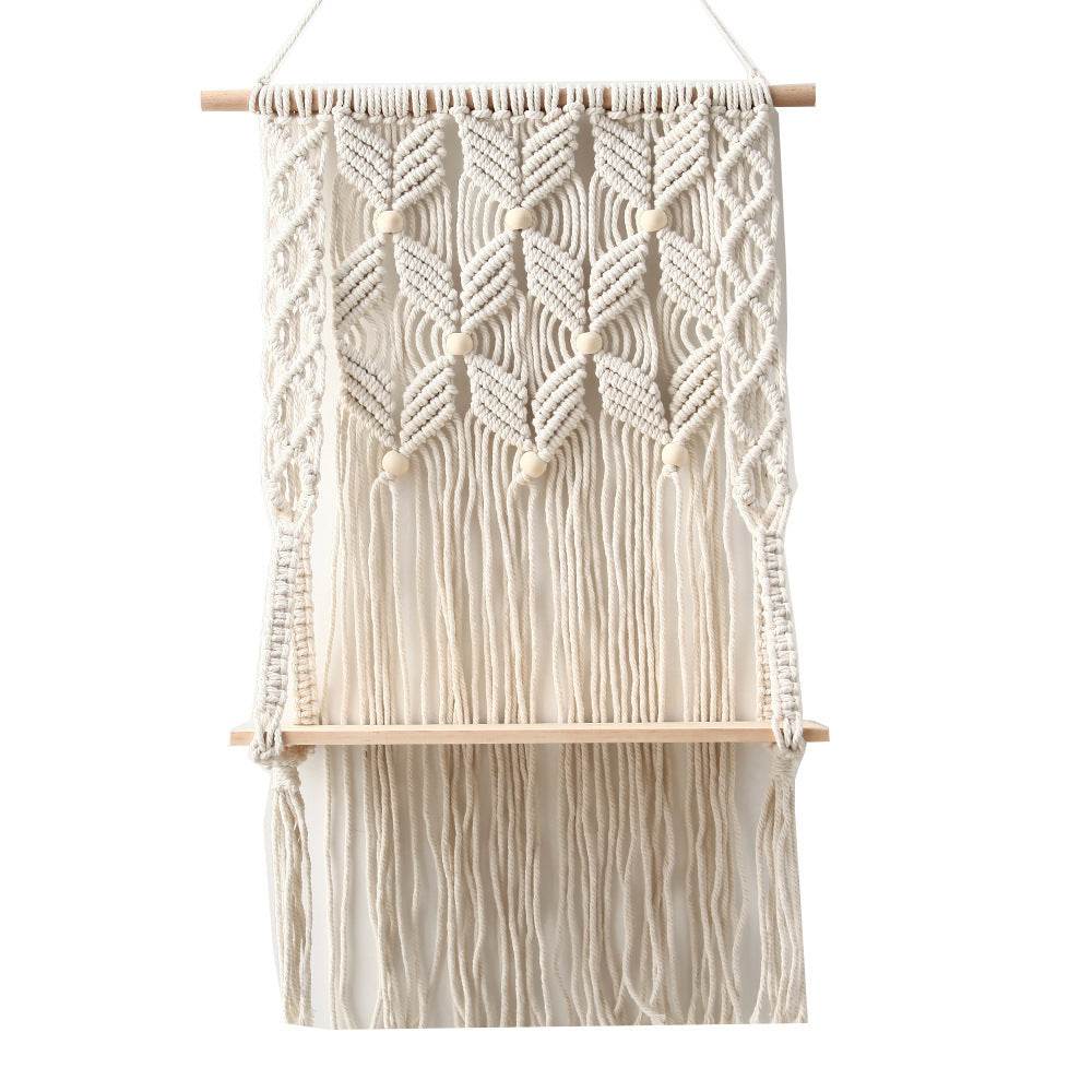 Knitted Thread Bedside Tapestry Three-Layer Shelf Shelf On Bedroom Wall - Mubimart