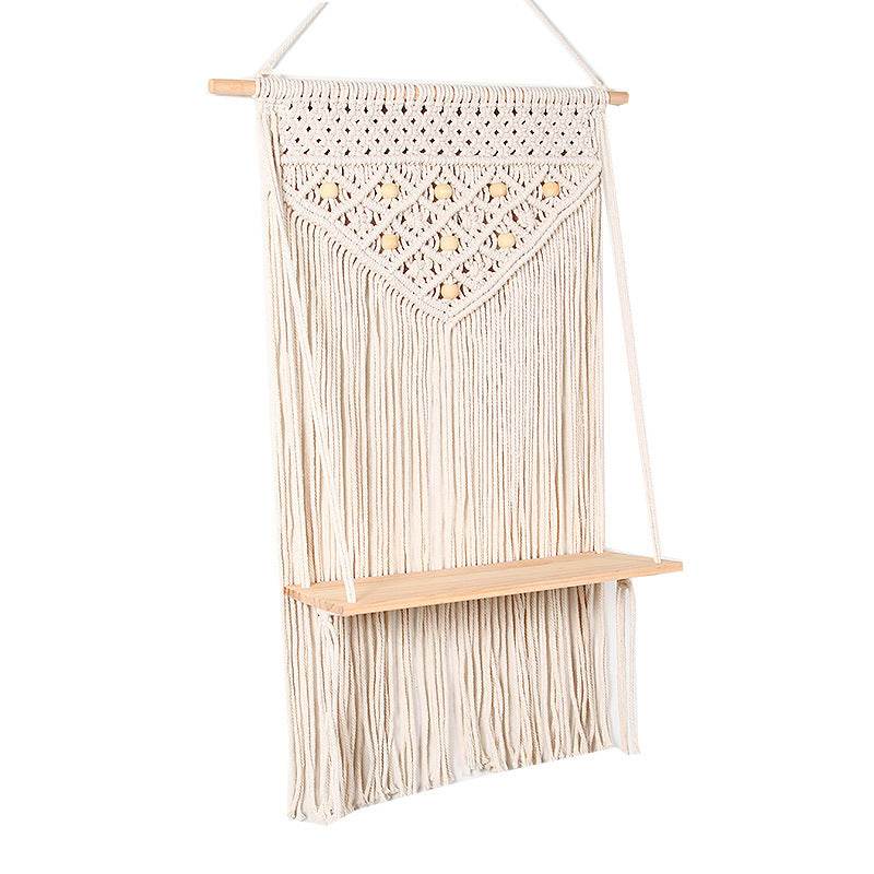 Knitted Thread Bedside Tapestry Three-Layer Shelf Shelf On Bedroom Wall - Mubimart