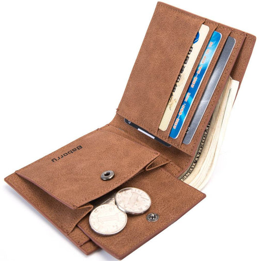 Fashion Rfid Mens Wallet Mens Wallet with Coin Bag Zipper Small Mini Wallet Purses - Mubimart