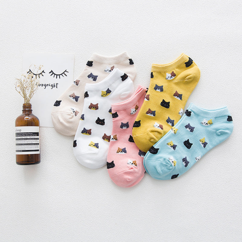 Women's Solid Color Socks Low Cut Shallow Mouth Leisure Boat Socks - Mubimart -  