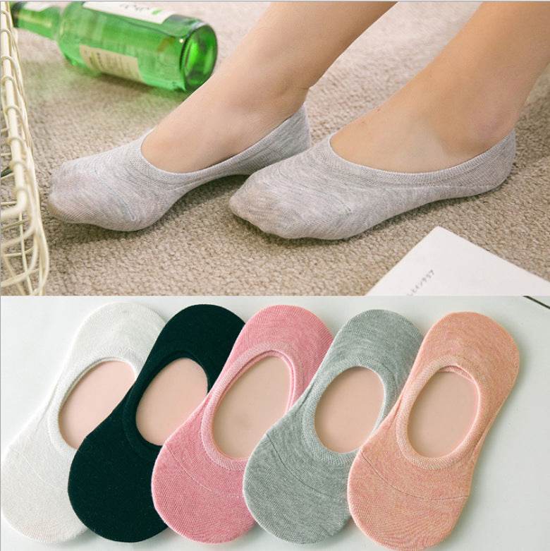 Women's Solid Color Socks Low Cut Shallow Mouth Leisure Boat Socks - Mubimart
